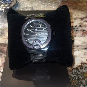 Men's Black and Silver Watch